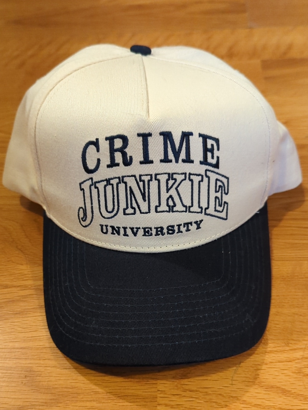 Crime Junkie University Two-Tone Baseball Cap - Cream & Black